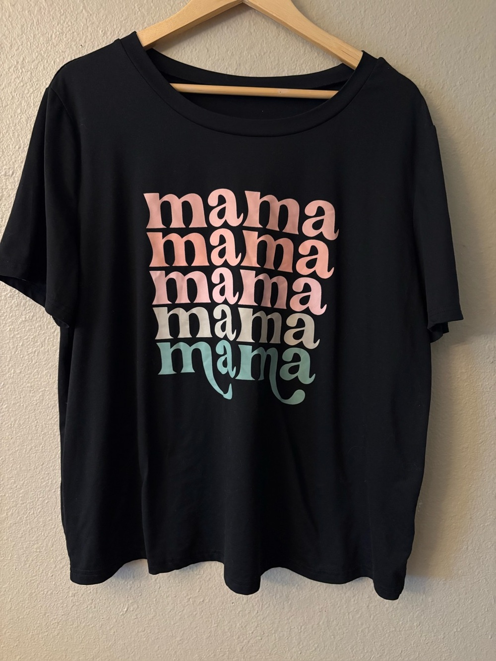 Mama Graphic Tee Women's 1X Black Pink Teal Oversized T-Shirt